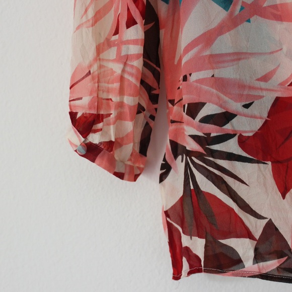 Joie Leaf Print Silk Top XS - Picture 6 of 8