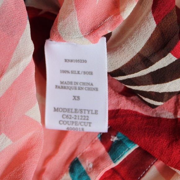 Joie Leaf Print Silk Top XS - Picture 7 of 8