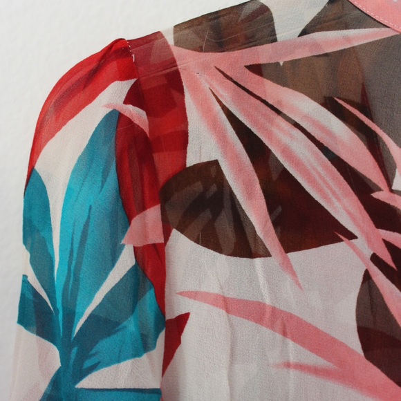 Joie Leaf Print Silk Top XS - Picture 8 of 8