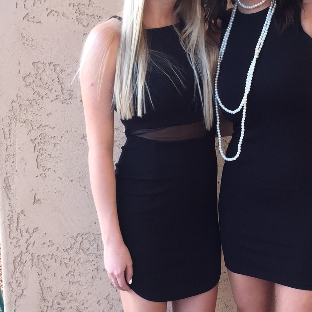 Black sheer waist mini dreess