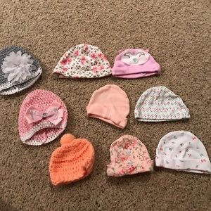 Baby girl hats, socks & mittens