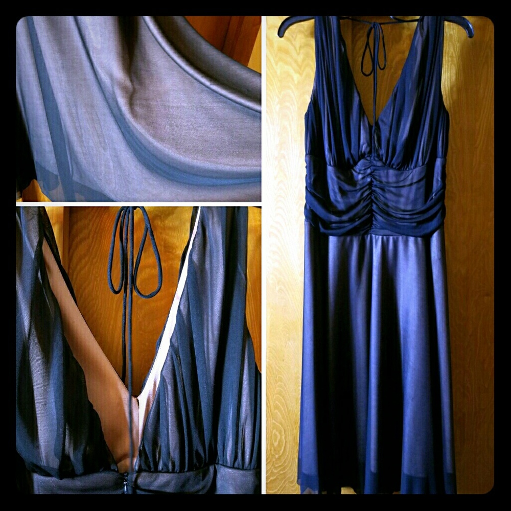 Macy's Black Chiffon Halter Dress