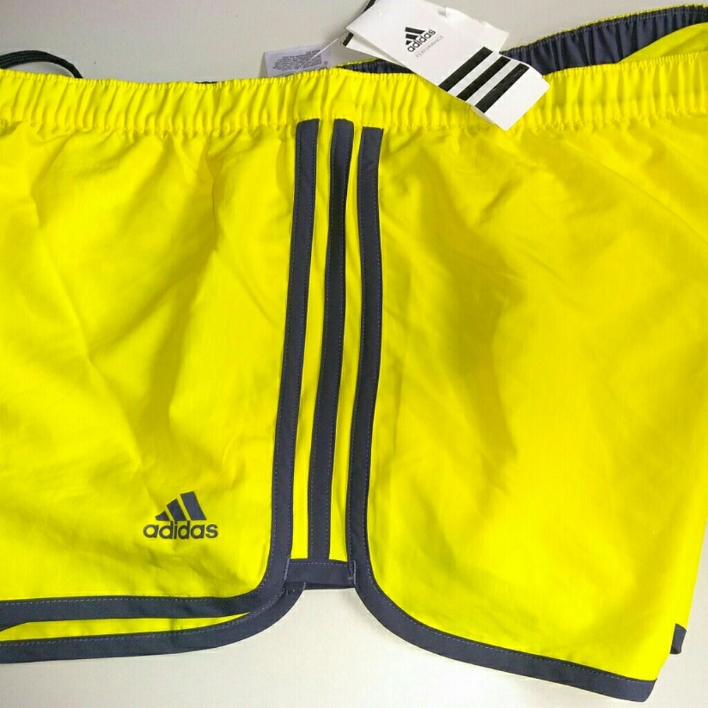 Adidas women yellow running shorts Sz L or XL