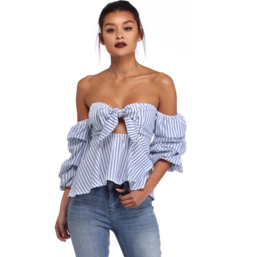 Blue striped to please blouse