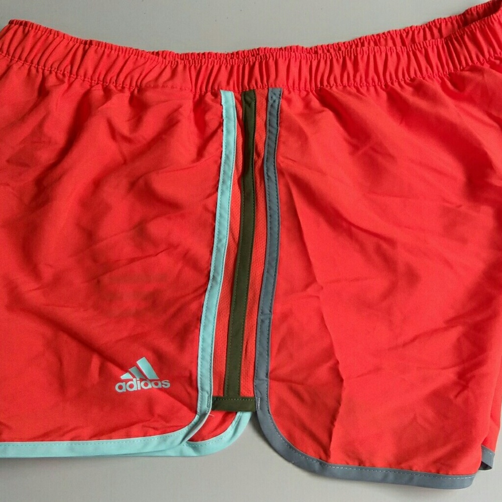 Adidas women orange running shorts Sz L