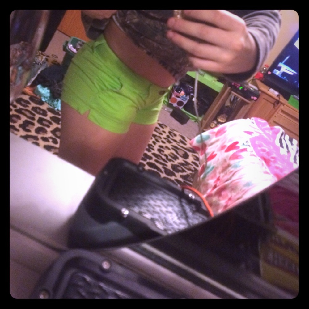 Green comfy jean shorts