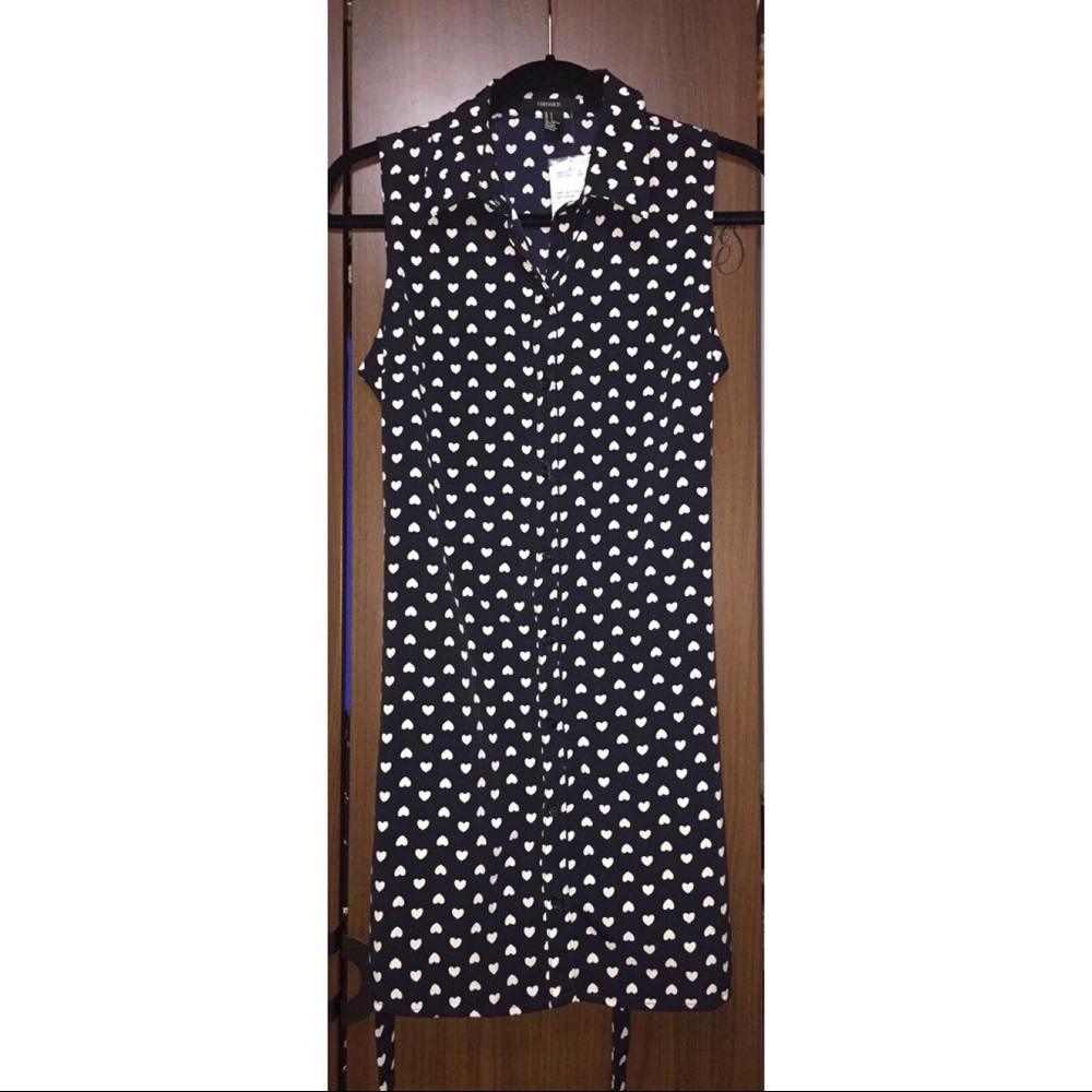 Forever 21 Navy Blue Heart-Print Dress.