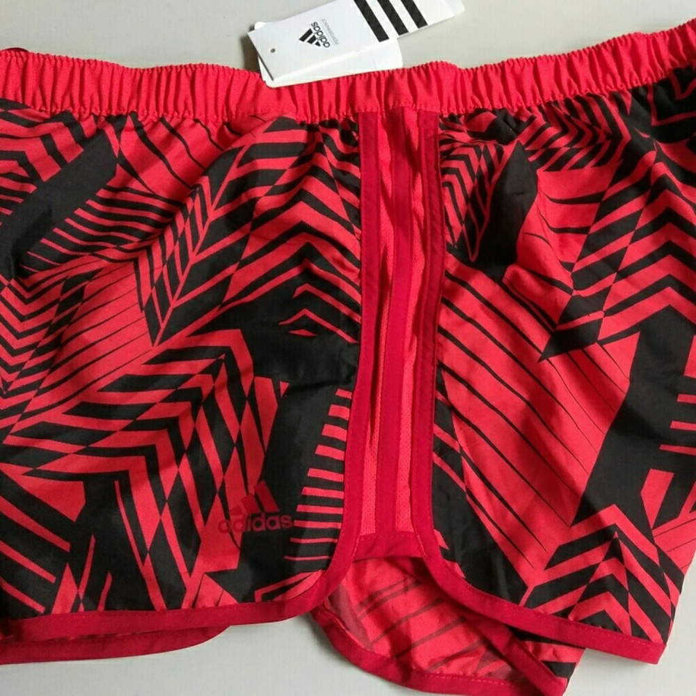 Adidas women's red running shorts Sz L