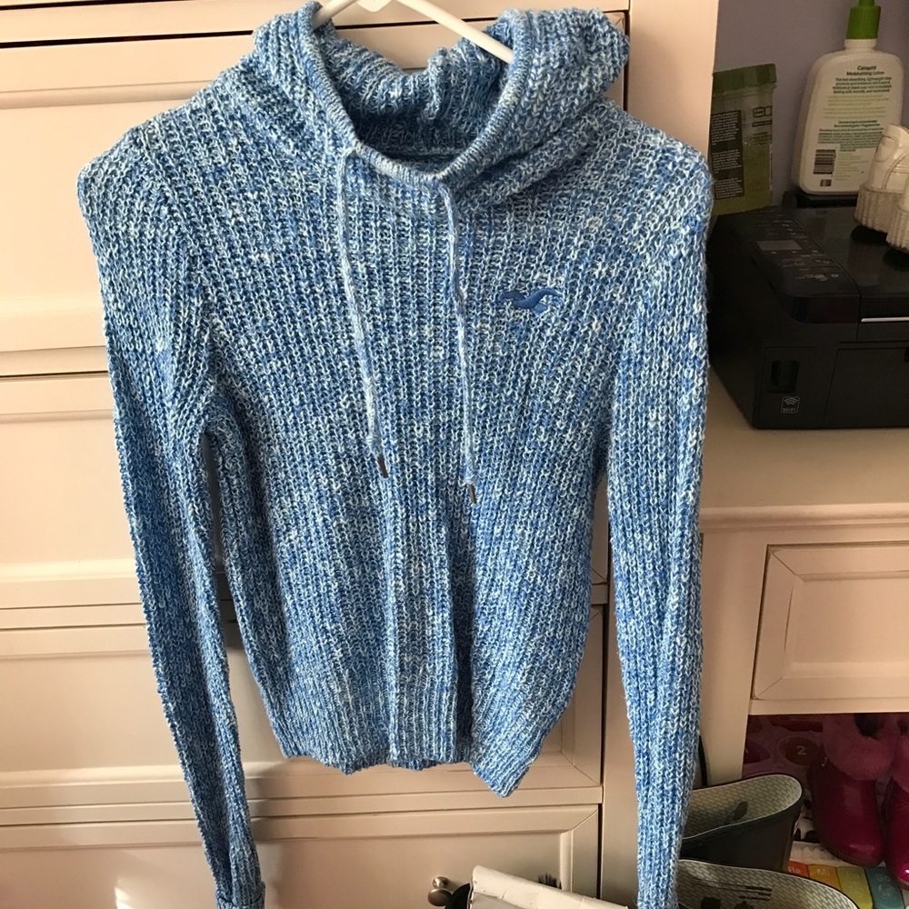 Knitted Cowl Neck Hoodie
