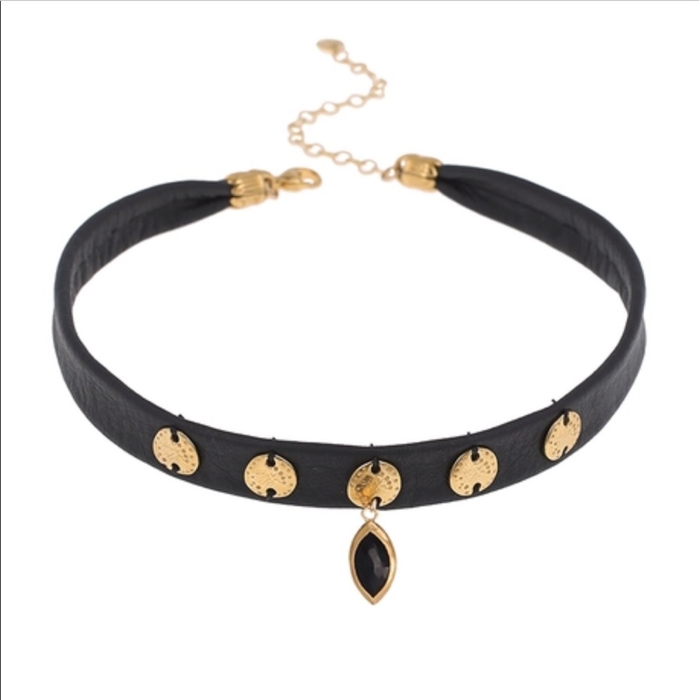 Chan Luu Black Spinel Leather Choker