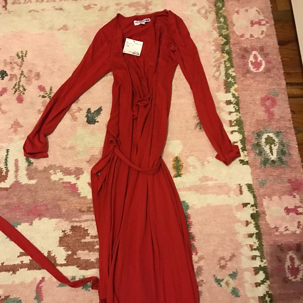Red Ines De La Fressange wrap dress XS Uniqlo