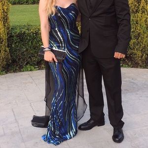 Evening Gown in blue n green