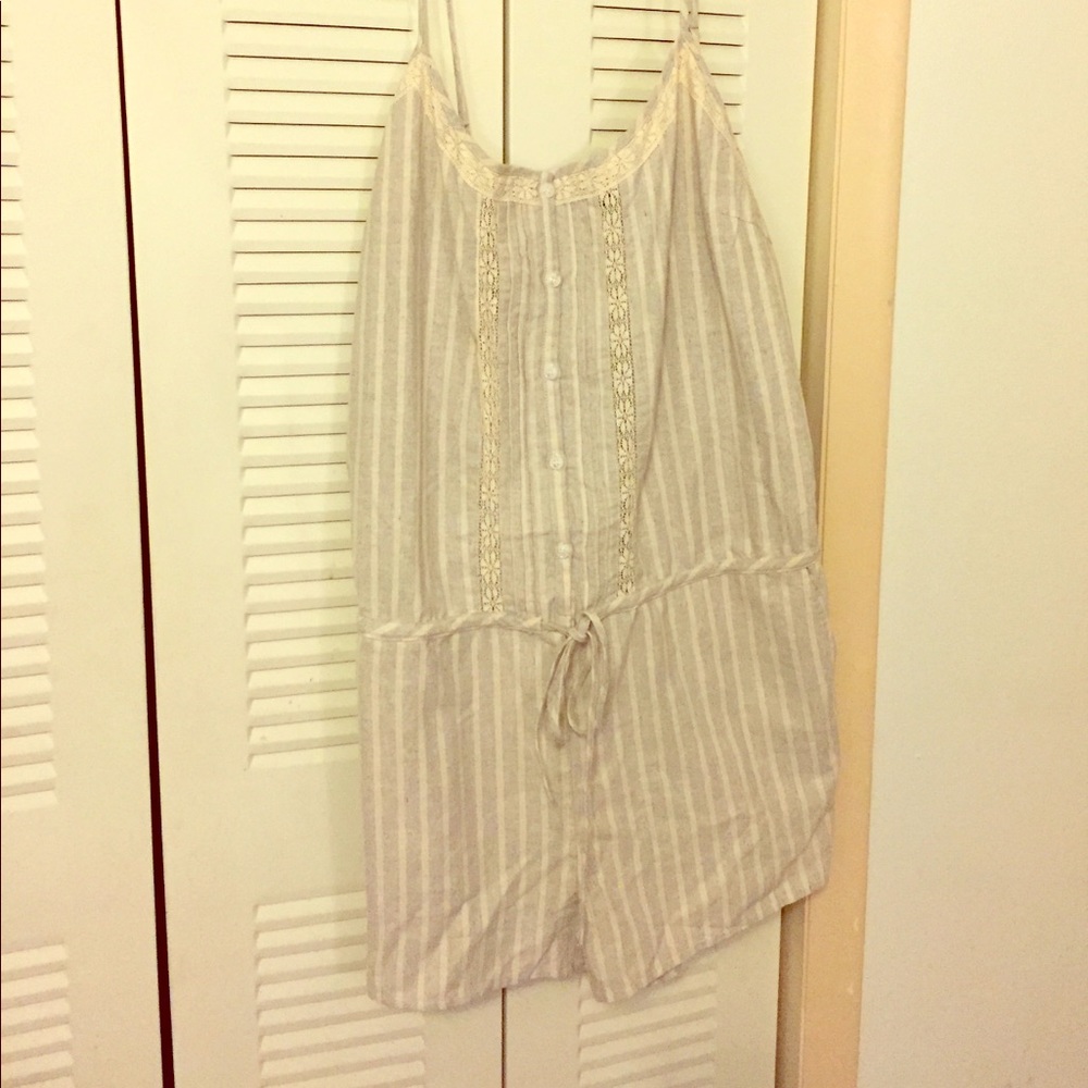 New XXL Khaki Striped Romper