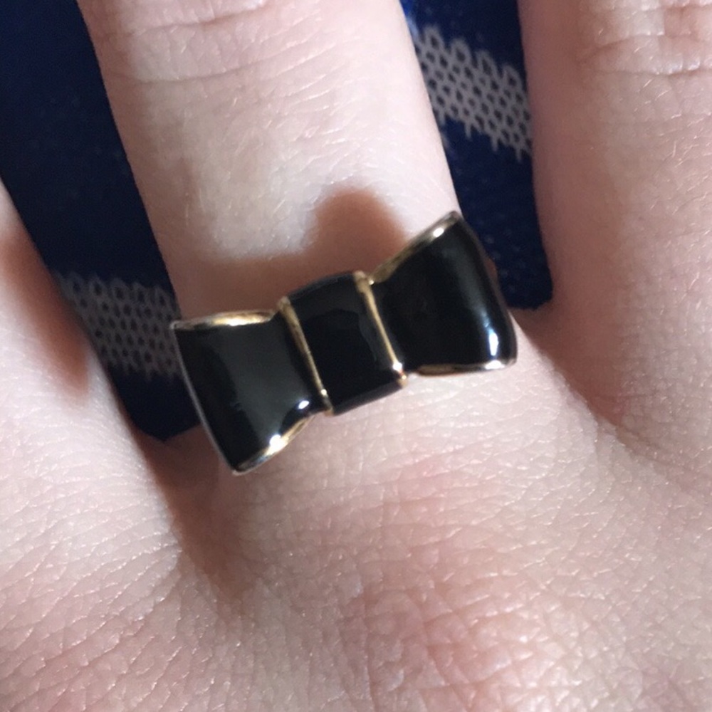 Kate Spade black bow ring size 7