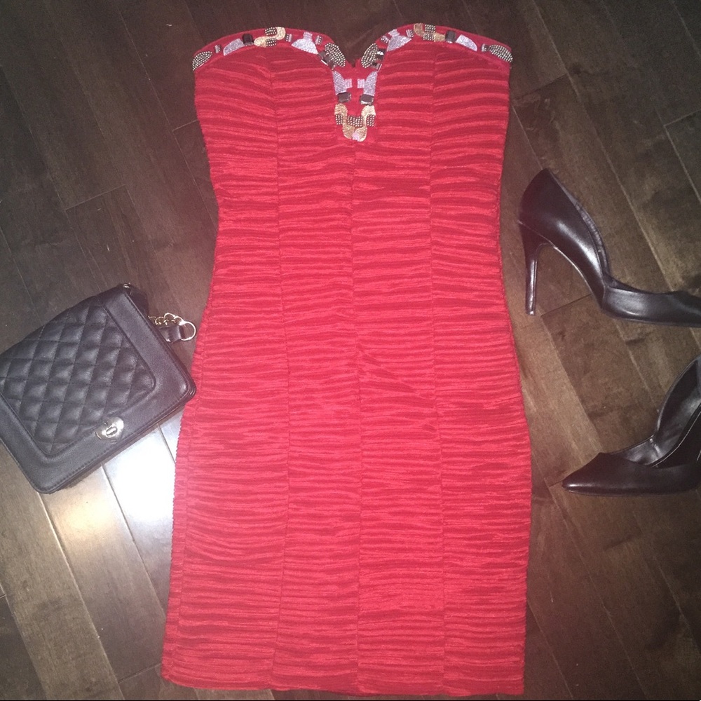 Red Strapless Dress