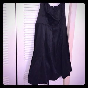 Used Black Satiny A Line Dress w/Builtin Petticoat