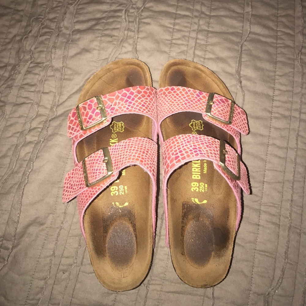Holographic snakeskin Arizona birkenstocks
