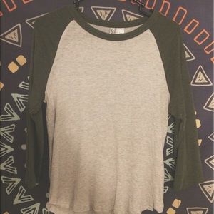 White&ArmyGreen Baseball Tee