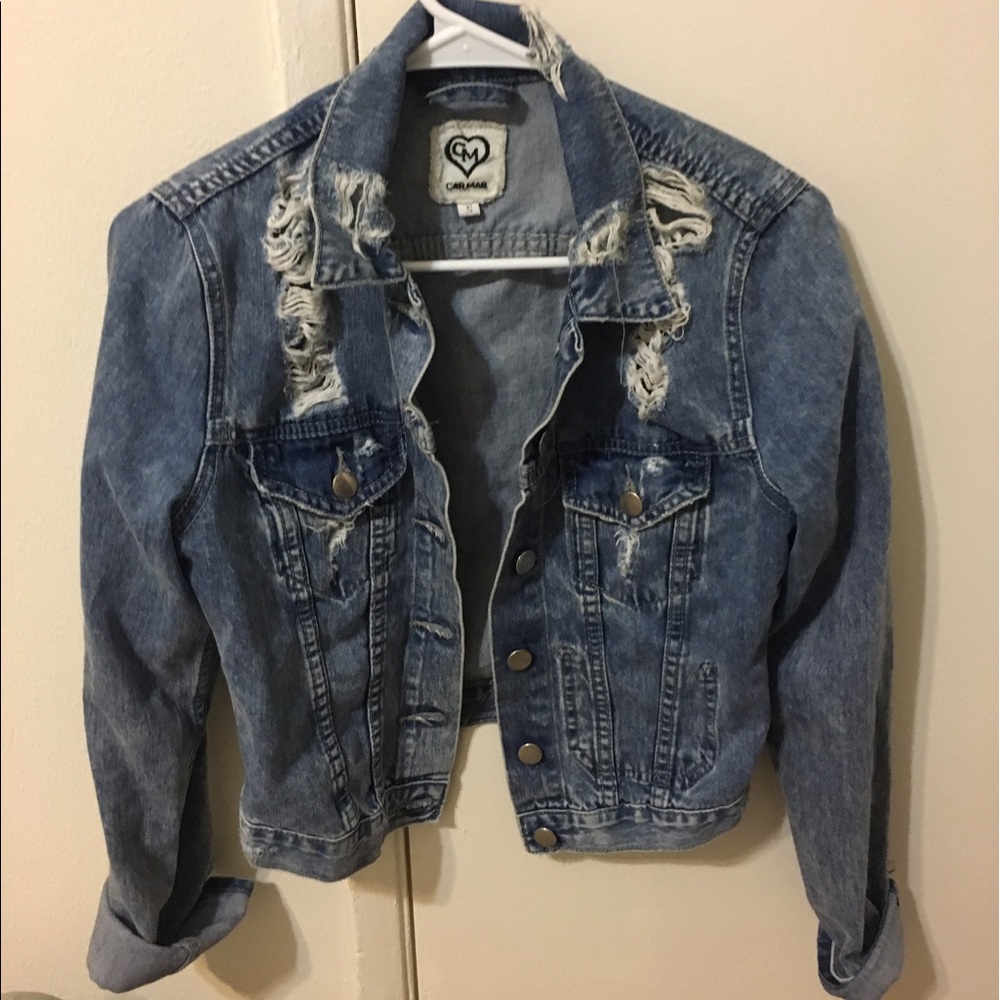 Distressed denim jacked