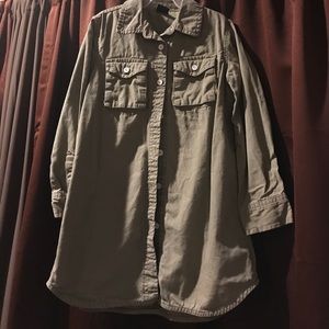 Olive green shirt dress for little girls.