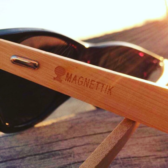 Bamboo Sunglasses plastic frame with blue shades. - Picture 2 of 2