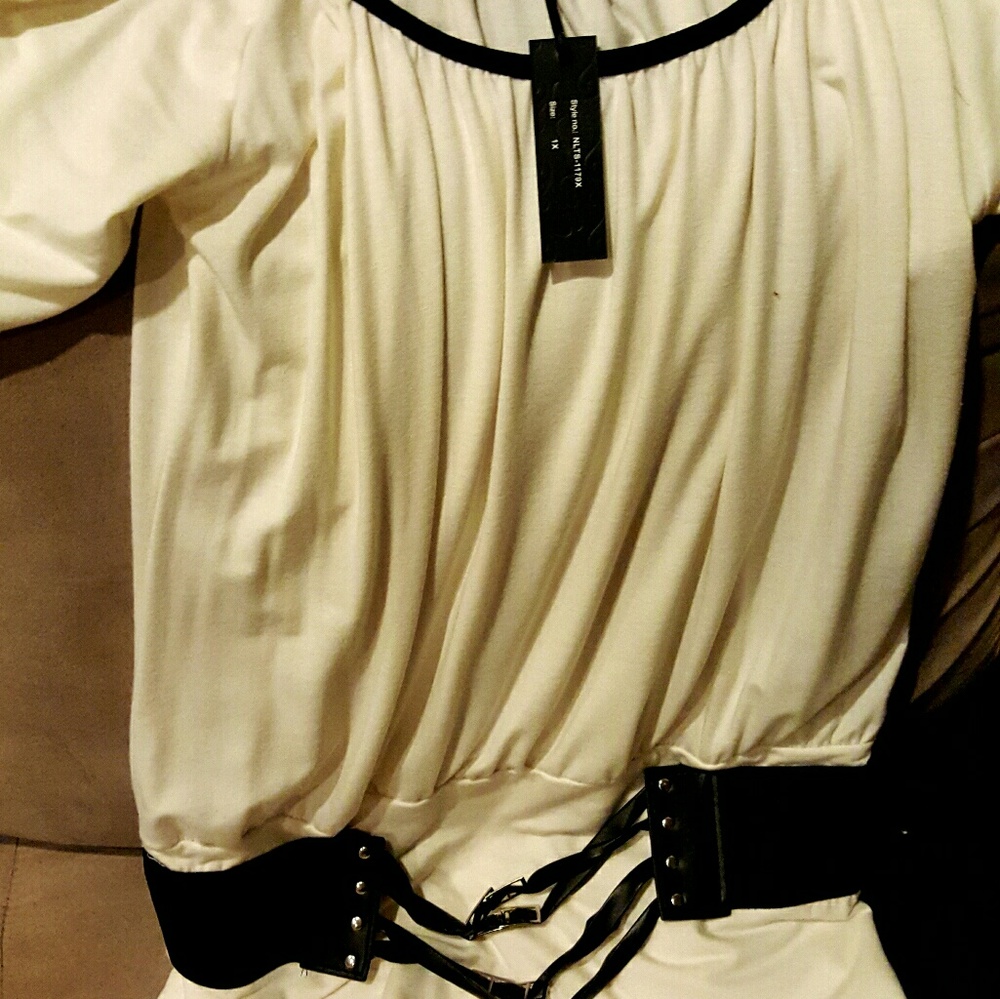 White blouse with black trimming