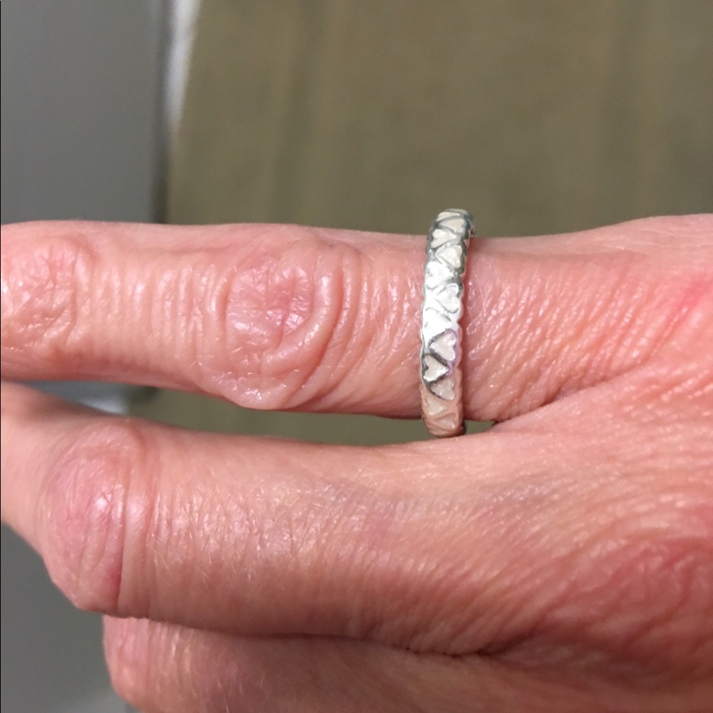 Pandora mother of pearl hearts ring, size 6
