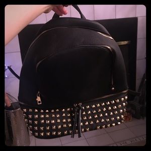 Black Leather Studded Backpack nwot