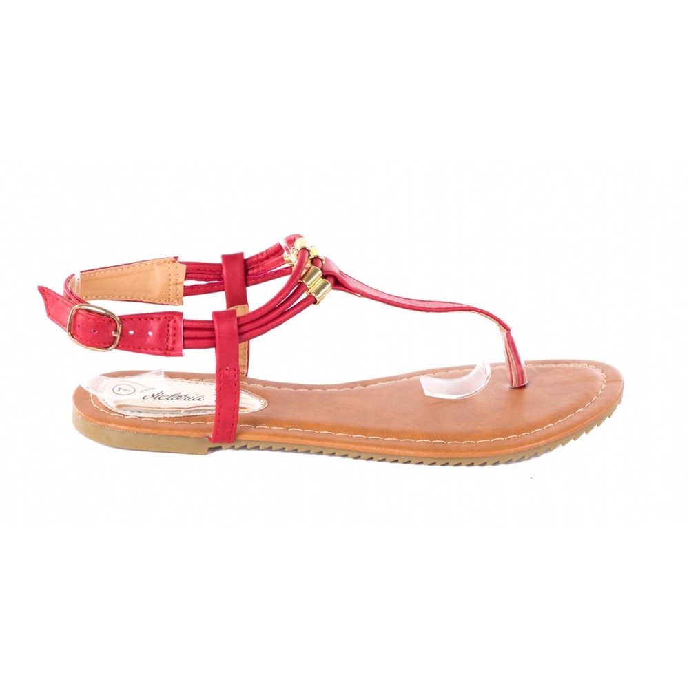 Women Red Slingback Thong Flat Sandals S2009 - Picture 3 of 4