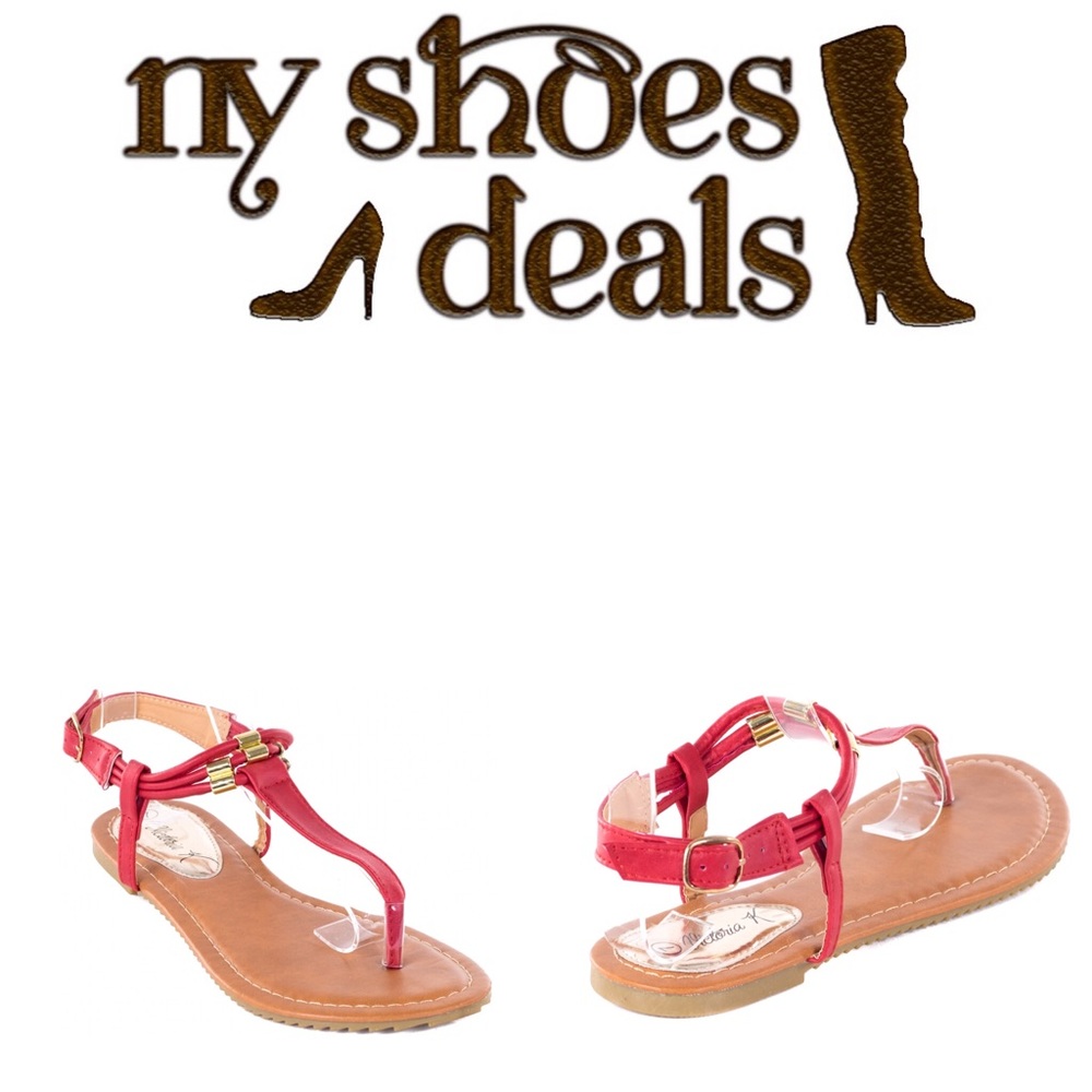 Women Red Slingback Thong Flat Sandals S2009 - Picture 2 of 4