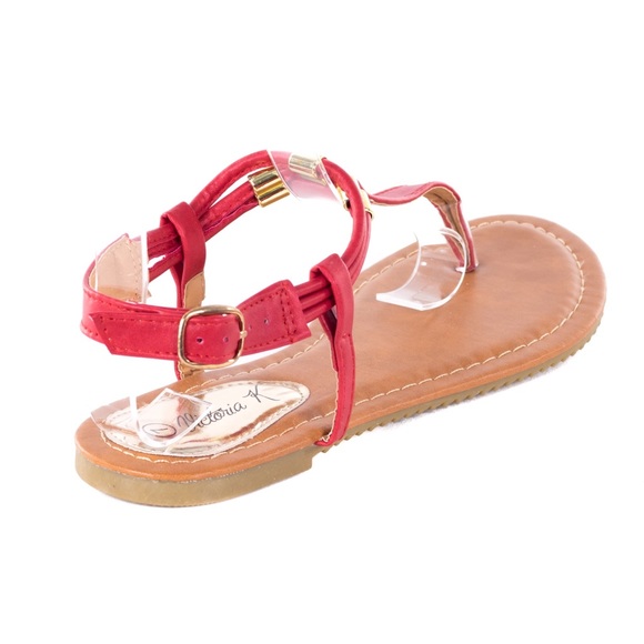 Women Red Slingback Thong Flat Sandals S2009 - Picture 4 of 4