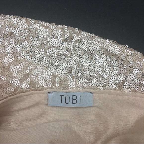 TOBI Rose Gold Sequin Backless Dress - Picture 6 of 8