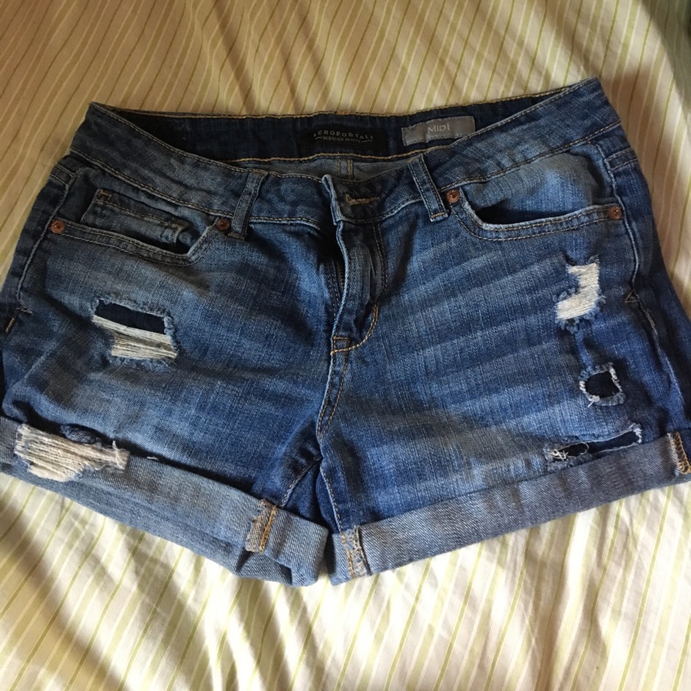 Distressed Midi Shorts