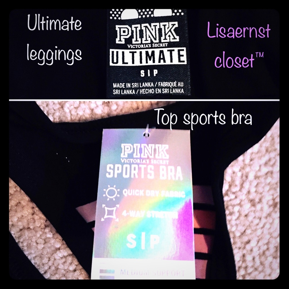 VS PINK ULTIMATE LEGGING ULTIMATE SPORTS BRA TANK DO IT FOR CARBS SM RARE 2016 - Picture 10 of 12