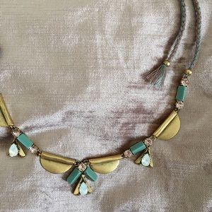 J. Crew Teal + Pink Tassel Necklace