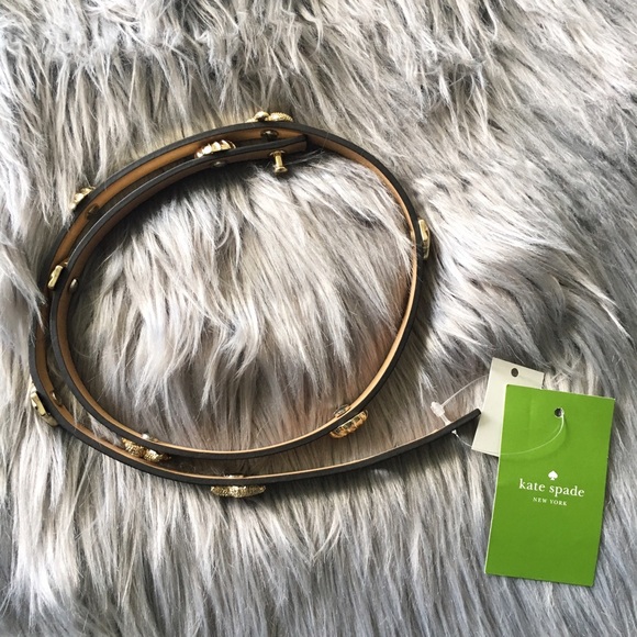 SOLD Kate Spade Golden Seashell Stud Skinny Belt - Picture 2 of 3