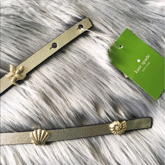 SOLD Kate Spade Golden Seashell Stud Skinny Belt - Picture 1 of 3