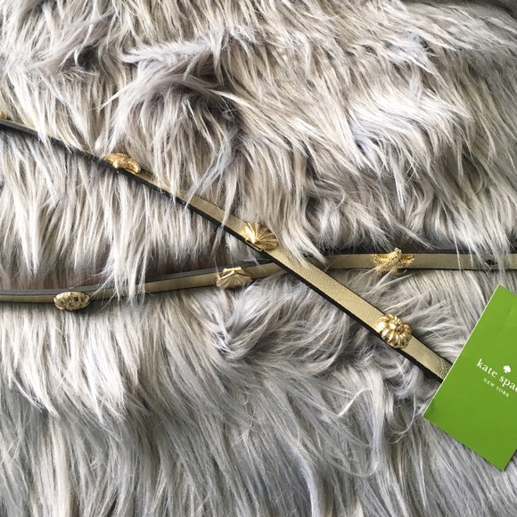 SOLD Kate Spade Golden Seashell Stud Skinny Belt - Picture 3 of 3