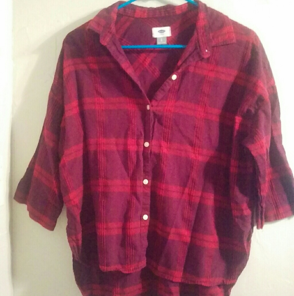 3/4 Sleeve button up plaid shirt