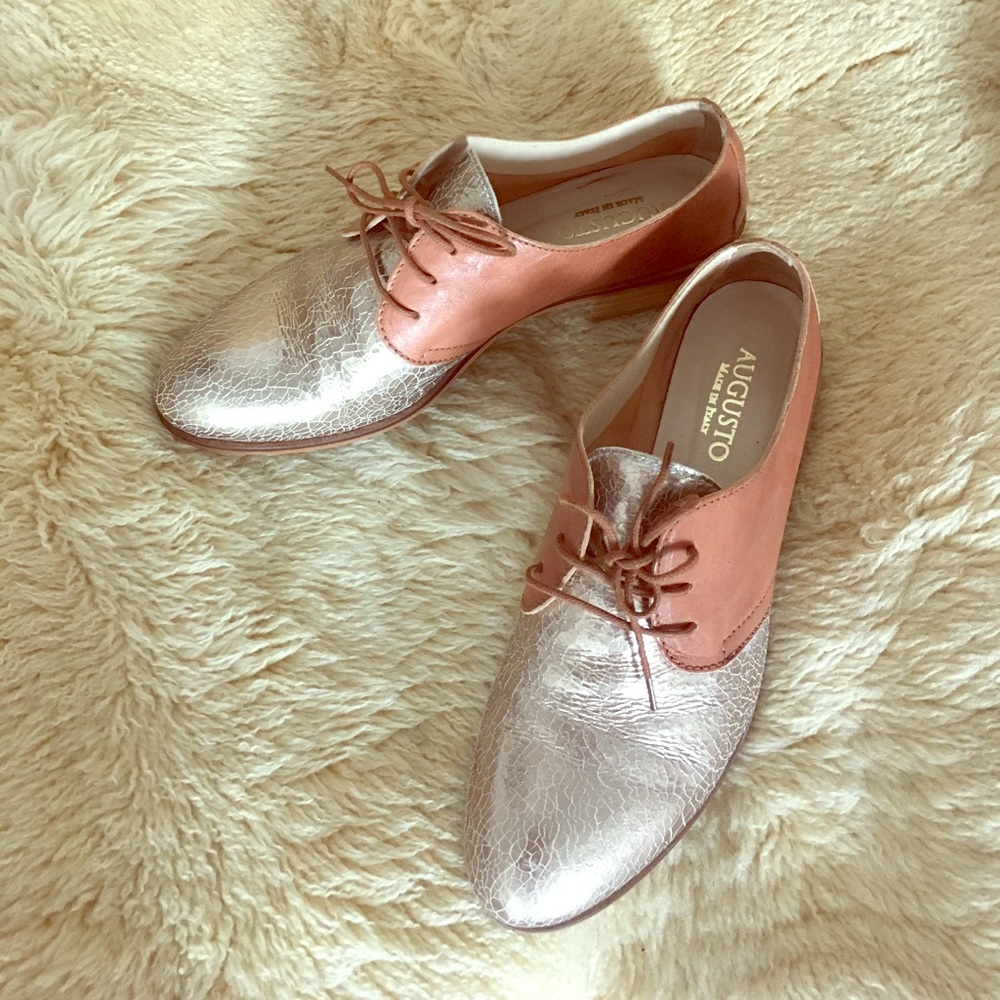 Gold and tan Augusto oxfords, women's size 38