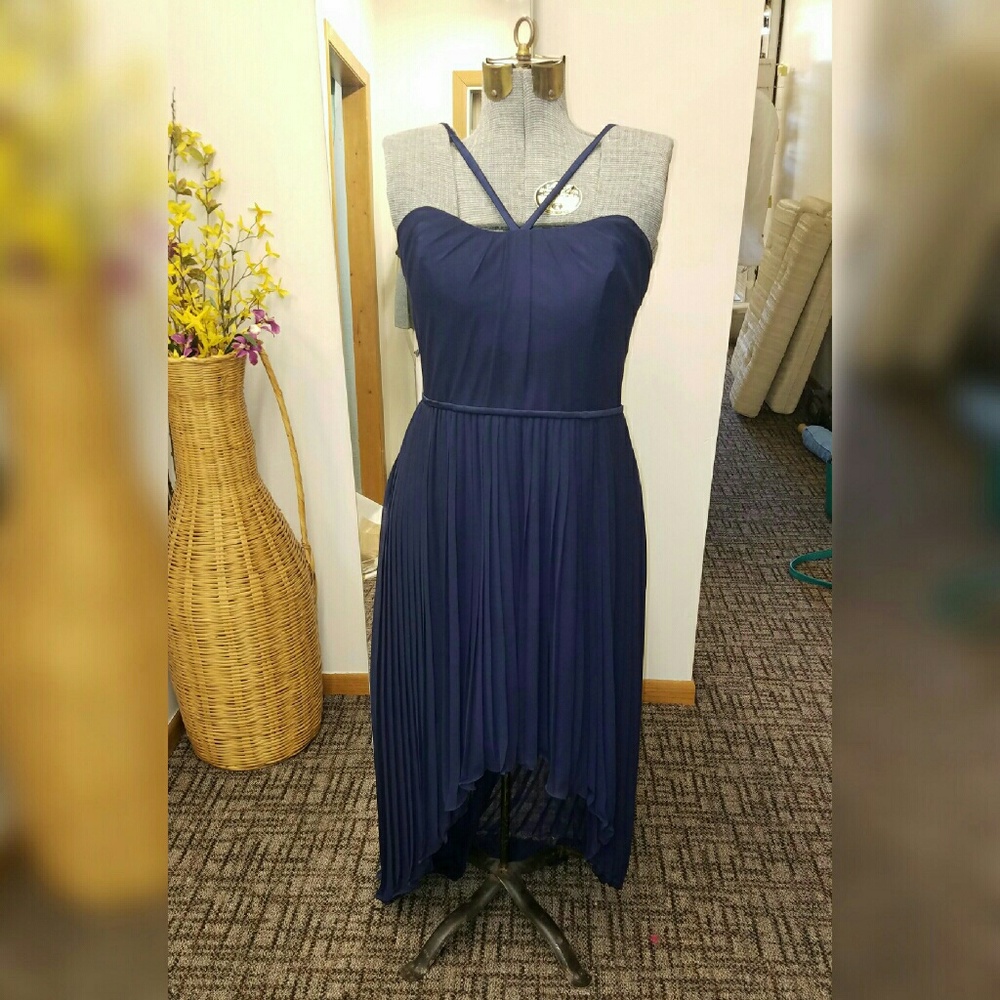 Pleated hi-low dress