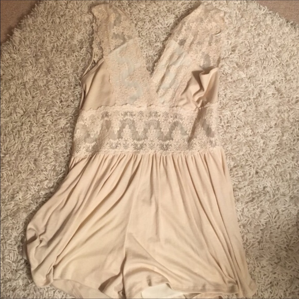 Cream, Lace Romper