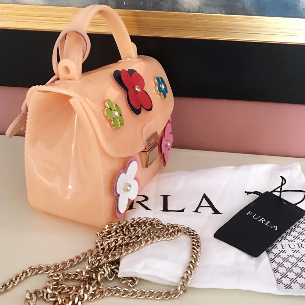 ♦️SOLD♦️FURLA NWT candy jelly bag with chain - Picture 6 of 8