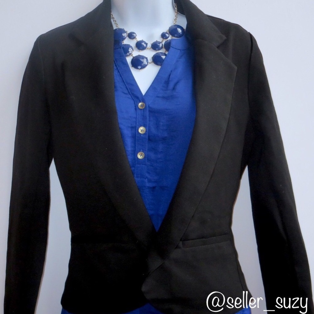 Bar III Notched Lapel Ponte Knit Cropped Blazer