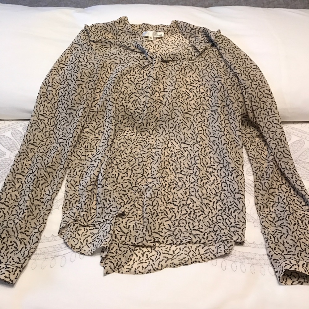 Tan and black blouse