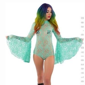 Teal lacy body suit