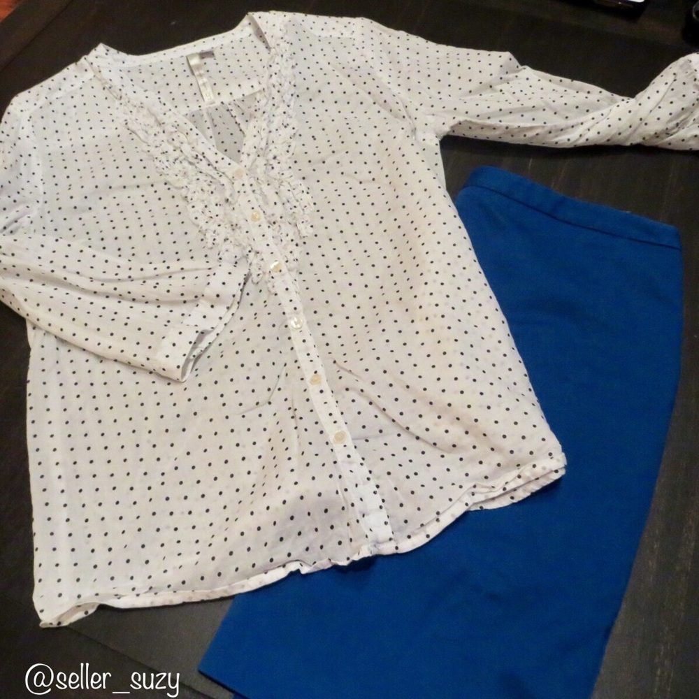 Lauren Conrad LC Polka Dot Blouse with Ruffles