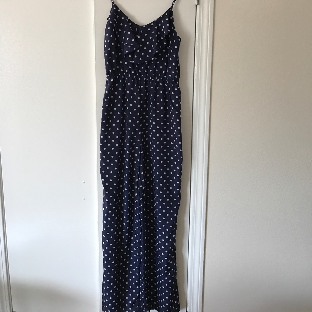 Blue and white jumpsuit