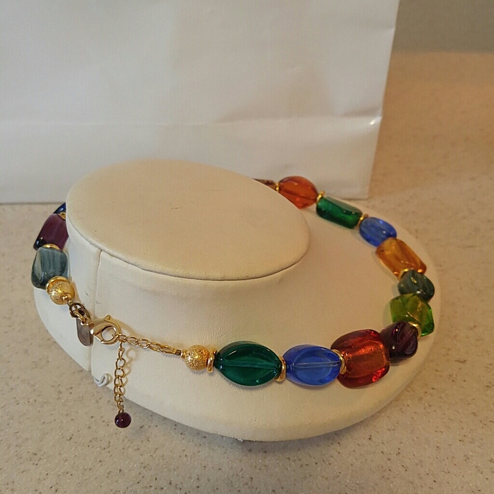 Hilary London murano glass multicolor necklace
