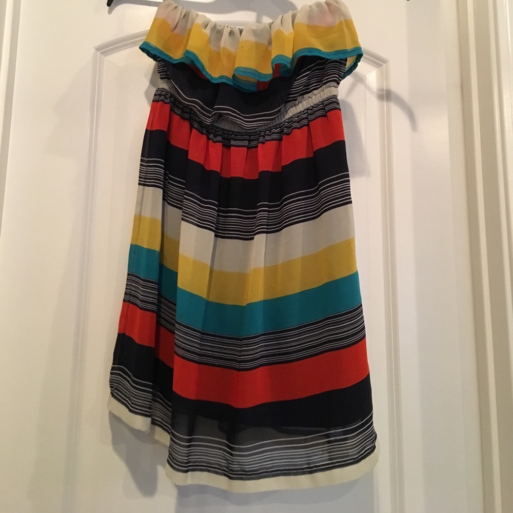 Striped multicolor strapless dress